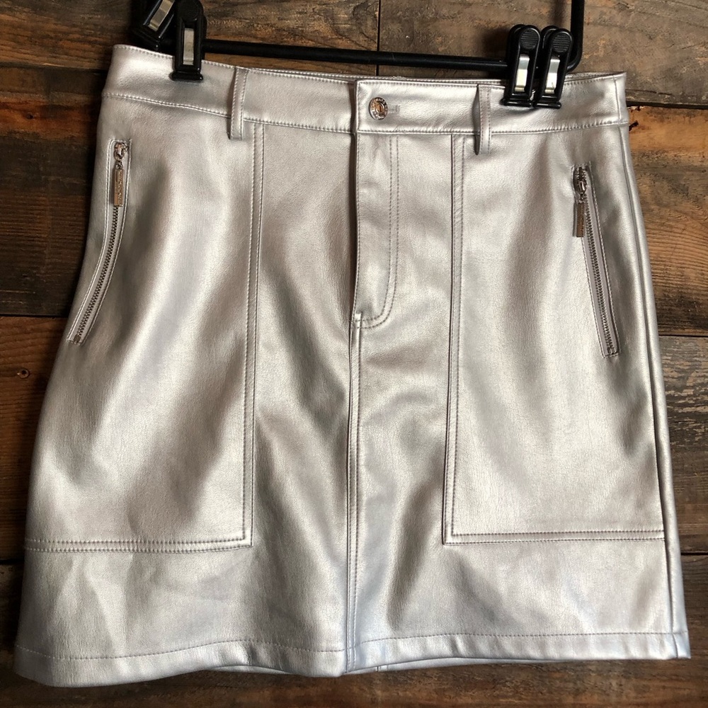 NWT Marc New York silver metallic mini skirt
